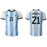 Argentina Paulo Dybala #21 Replica Home Shirt World Cup 2022 Short Sleeve